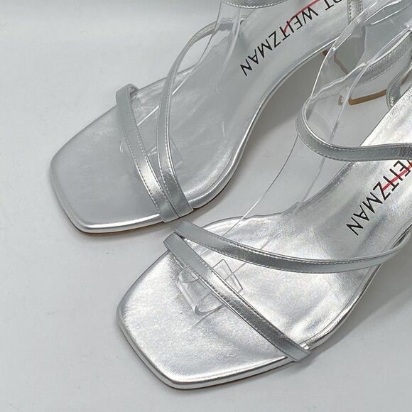 Stuart Weitzman Oasis 85MM Metallic Leather Block-Heel Sandals size 9 - Picture 5 of 11